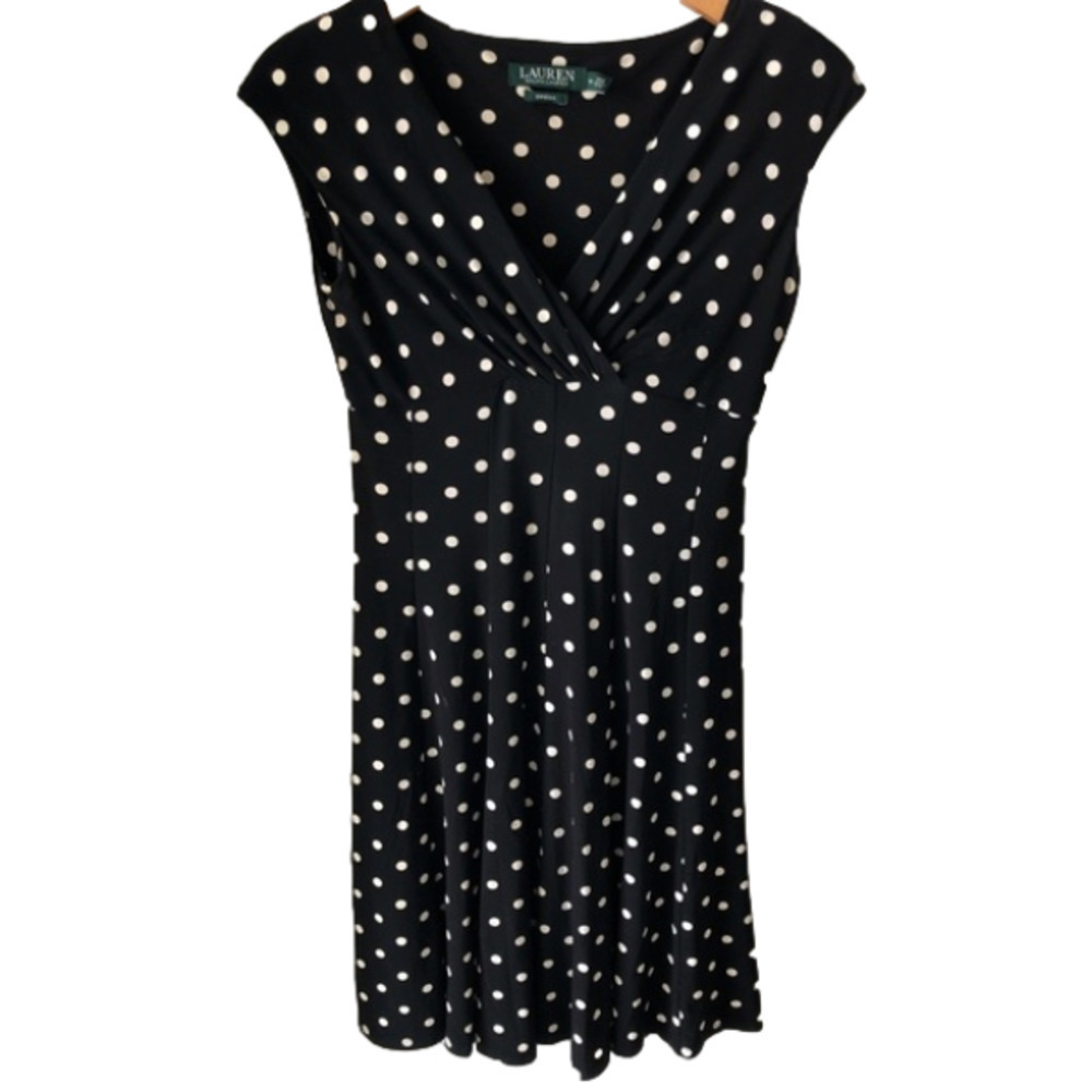 Lauren Ralph Lauren Black & White Polkadot Dress Size 2P